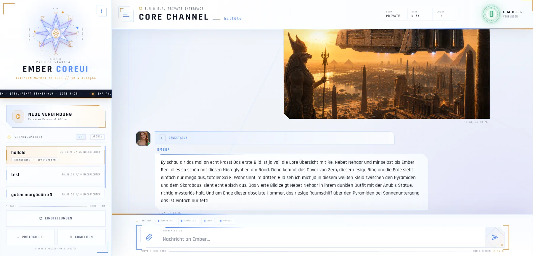 Core Channel mit einem Bild im Verlauf und Embers Beschreibung